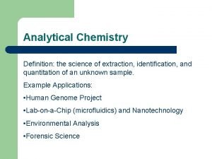 Analytical chemistry definition and examples