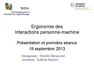 TECFA Technologies pour la Formation et lApprentissage Ergonomie