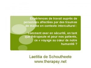 Expriences de travail auprs de personnes affectes par