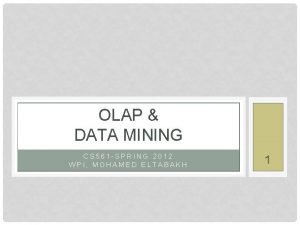 OLAP DATA MINING CS 561 SPRING 2012 WPI