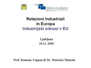 Relazioni Industriali in Europa Industrijski odnosi v EU