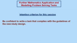Problem solving and modelling task example
