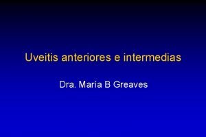 Uveitis anteriores e intermedias Dra Mara B Greaves