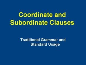 Coordination in grammar
