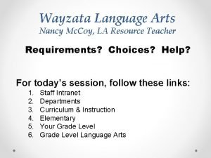 Wayzata Language Arts Nancy Mc Coy LA Resource