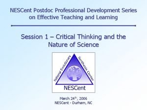 NESCent Postdoc Professional Development Series on Effective Teaching