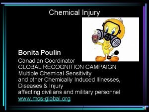 Chemical Injury Bonita Poulin Canadian Coordinator GLOBAL RECOGNITION
