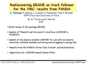 Rediscovering GEANE as track follower for the VMC