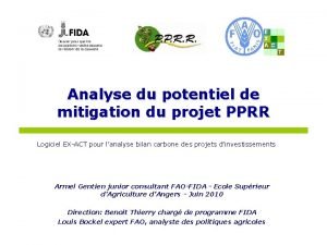 Analyse du potentiel de mitigation du projet PPRR