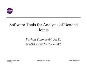 Software Tools for Analysis of Bonded Joints Farhad