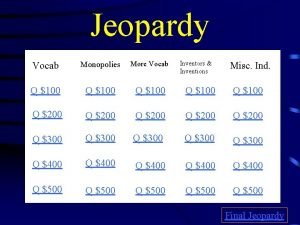 Jeopardy inventions