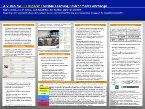 A Vision for FLEXspace Flexible Learning Environments e