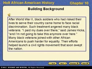 Holt African American History Chapter 10 Building Background