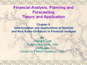 Financial analysis planning and forecasting