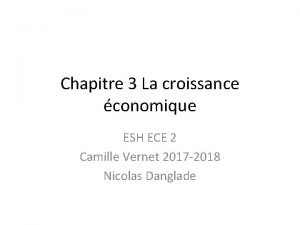 Chapitre 3 La croissance conomique ESH ECE 2