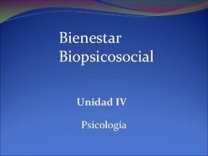 Bienestar Biopsicosocial Unidad IV Psicologa PSICOLOGIA Situaciones de