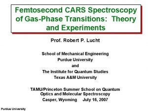 Femtosecond CARS Spectroscopy of GasPhase Transitions Theory and