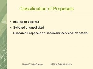 Solicited external proposal