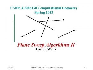 CMPS 31306130 Computational Geometry Spring 2015 Plane Sweep