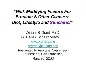 Risk Modifying Factors For Prostate Other Cancers Diet