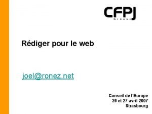 Rdiger pour le web joelronez net Conseil de