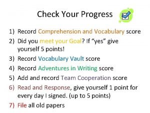 Check my progress vocabulary check