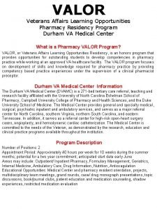 Durham va medical center pharmacy residency