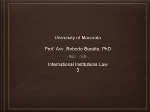 University of Macerata Prof Avv Roberto Baratta Ph