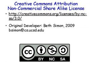 Creative Commons Attribution NonCommercial Share Alike License http