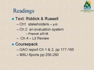 Readings n Text Riddick Russell Ch 1 stakeholders