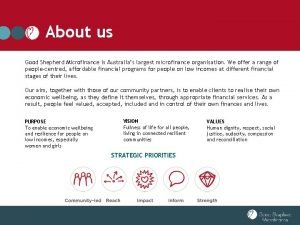 Good shepherd micro finance