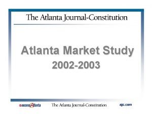 Atlanta Market Study 2002 2003 Atlanta MSA Surrounding