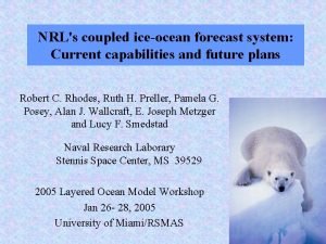 NRLs coupled iceocean forecast system Current capabilities and