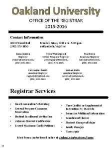 Oakland university registrar