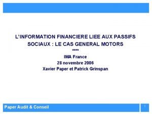 LINFORMATION FINANCIERE LIEE AUX PASSIFS SOCIAUX LE CAS