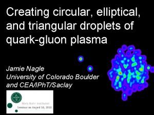 Creating circular elliptical and triangular droplets of quarkgluon