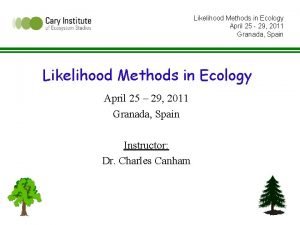 Likelihood Methods in Ecology April 25 29 2011