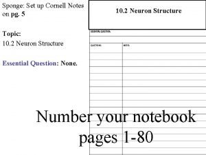 Sponge Set up Cornell Notes on pg 5