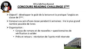 CDI La Salle PassyBuzenval CONCOURS READING CHALLENGE 5ME