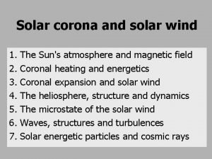 Solar corona and solar wind 1 2 3