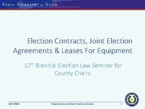 Election Contracts Joint Election Agreements Leases For Equipment