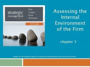 Assessing the internal environment of the firm