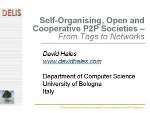 SelfOrganising Open and Cooperative P 2 P Societies