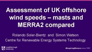 Assessment of UK offshore wind speeds masts and