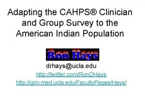 Cahps clinician and group survey