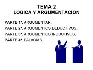 TEMA 2 LGICA Y ARGUMENTACIN PARTE 1 ARGUMENTAR