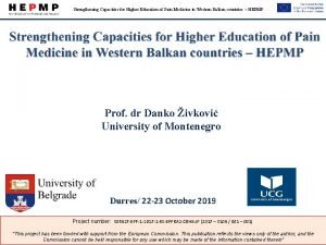 Strengthening Capacities for Higher Education of Pain Medicine