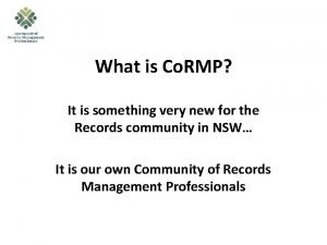 What is Co RMP It is something very