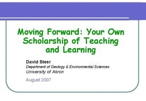 Moving Forward Your Own Scholarship of Teaching and