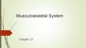 The musculoskeletal system chapter 21 The musculoskeletal system chapter 21